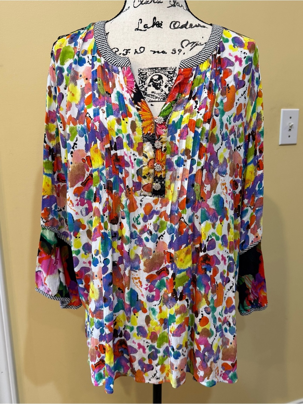 John Mark Multicolor Splash Print Women’s Tunic Top, 2X